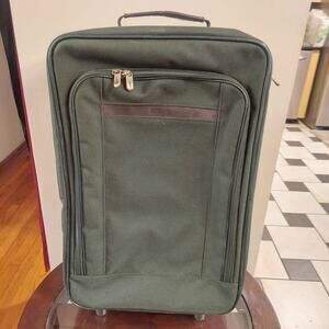 Hartmann Tweed & Leather Luxury 22" Expandable Luggage Carry On Bag Dark Olive